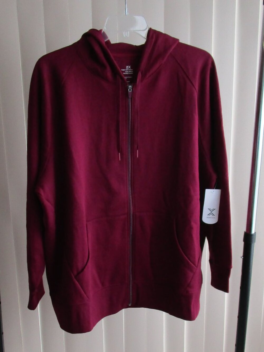 Xersion Hooded Fleece Jacket woman 2X - wine red